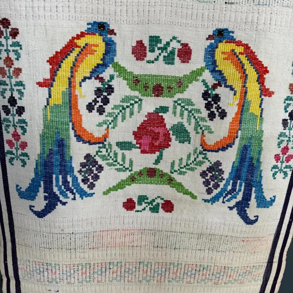 Vintage handwoven Guatemalan Mayan Textile Quetzal Bird hanging Wall Art